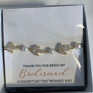 Gold Pearl and Crystal Bridesmaid Bracelet